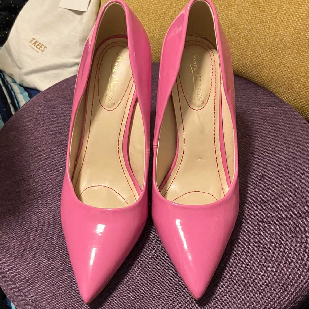Anne Michelle Glossy Pink Heels